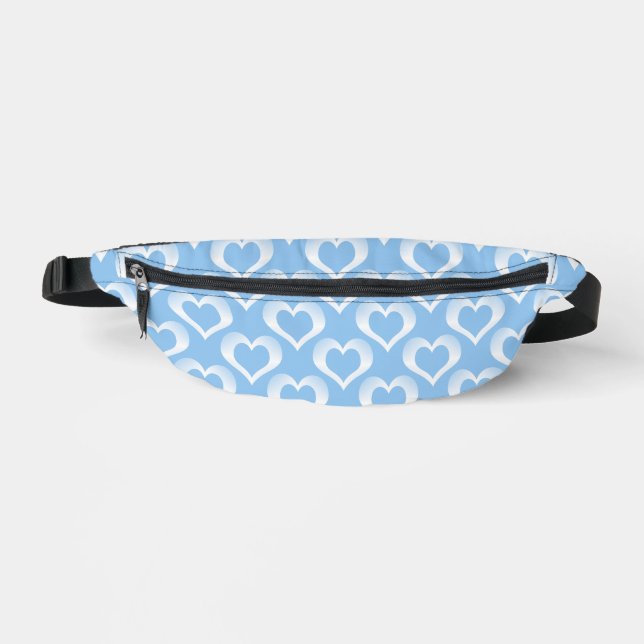 Blue White Hearts Pattern Fanny Pack (Front)