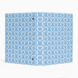 Blue White Hearts Pattern Mini Binder