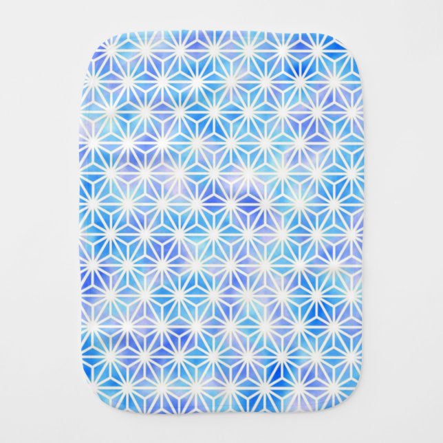 Blue & White Hemp-Pattern Burp Cloths  (Front)
