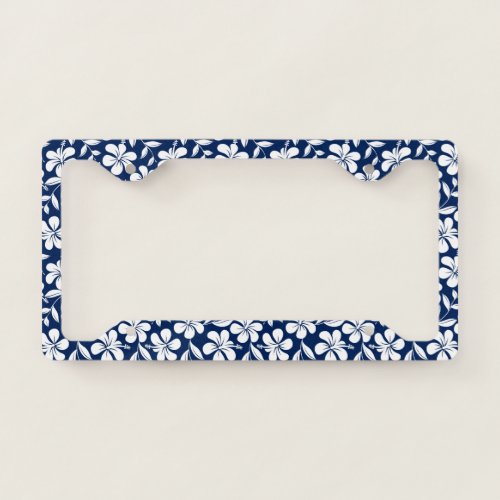 Blue  white hibiscus license plate frame