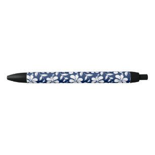 Blue & white hibiscus pen