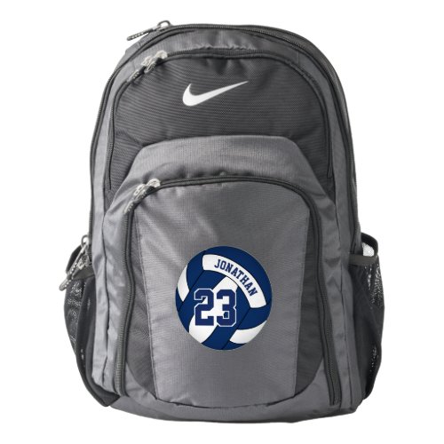 Blue white his her volleyball school team colors backpack