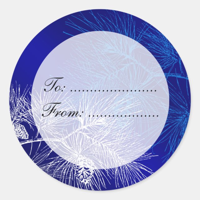 Blue White Holiday Custom Gift Tag Stickers (Front)