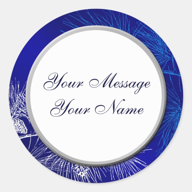Blue White Holiday Custom Stickers (Front)