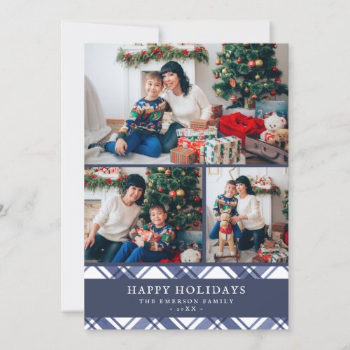 Blue White Holiday Photo Card