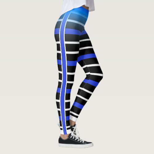 BlueWhite Horizontal Stripe Choose Your Own Color Leggings