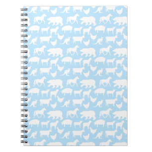 Blue White Horse Chicken Bears Sheep Animals Notebook