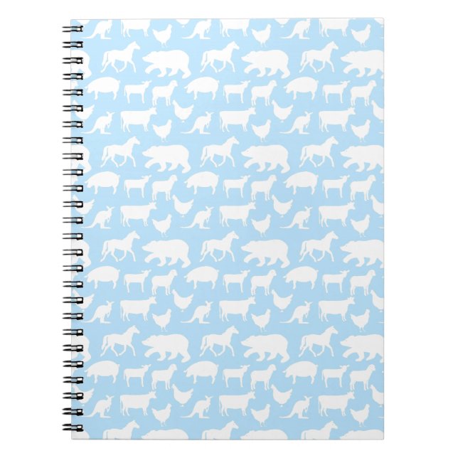 Blue White Horse Chicken Bears Sheep Animals Notebook (Front)