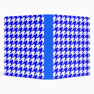 Blue White Houndstooth Check 3 Ring Binder