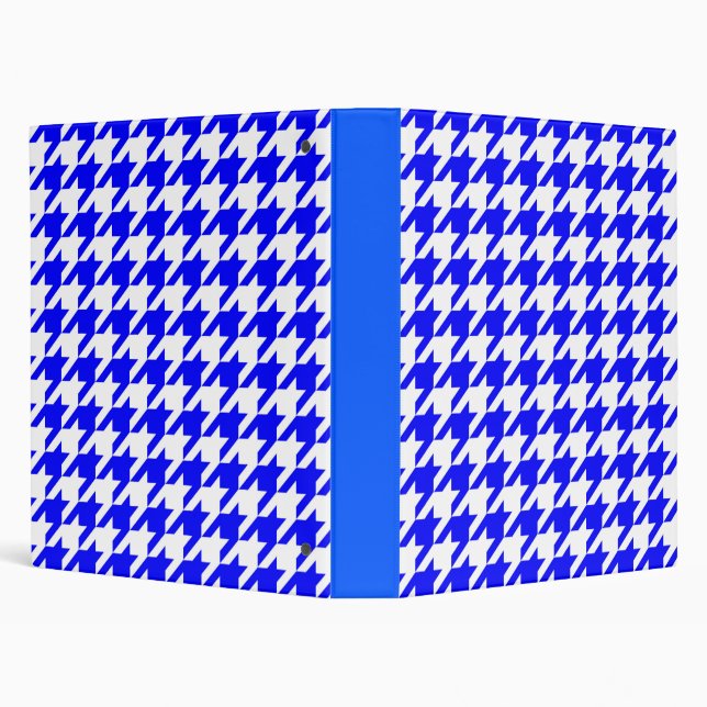 Blue White Houndstooth Check 3 Ring Binder (Background)