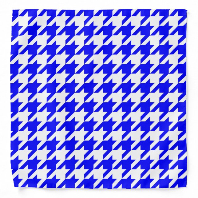 Blue White Houndstooth Check Bandana (Front)
