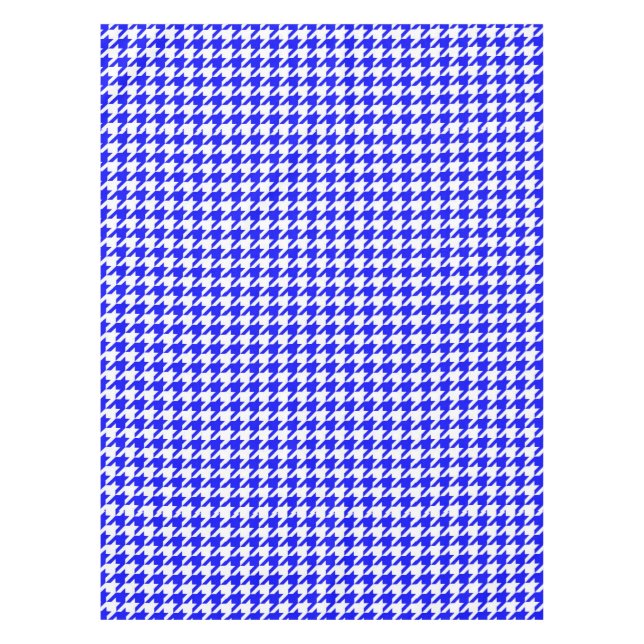 Blue White Houndstooth Check Tablecloth (Front)