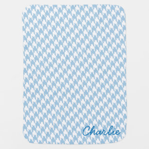 Blue & White Houndstooth Monogram Baby Blanket