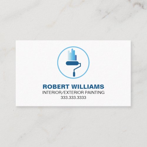 Blue White House Painter Professional Logo Business Card