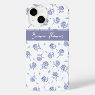 Blue & White Hydrangea Botanical Toile Pattern Case-Mate iPhone 14 Case