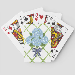 Blue & White Hydrangea, Grandmillenial Trellis Poker Cards