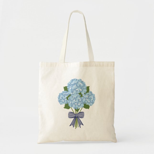 Blue & White Hydrangea, Grandmillienial Chic Tote (Front)