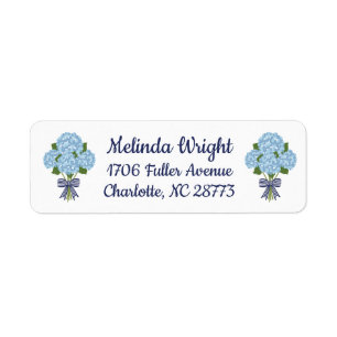 Blue & White Hydrangea Label