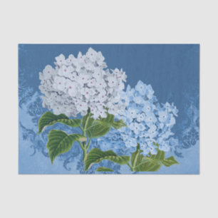Blue White Hydrangea Vintage Damask Tissue Paper