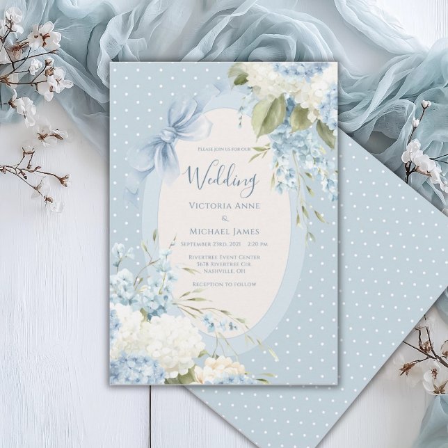 Blue White Hydrangeas Vintage Elegant Wedding  Invitation (Creator Uploaded)
