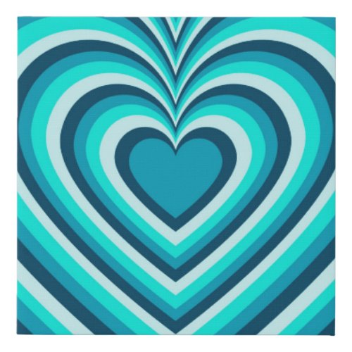 Blue White Hypnotic Heart Love Pattern Faux Canvas Print