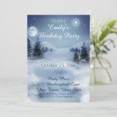 Blue & White Ice Winter Wonderland Birthday Party Invitation (Standing Front)