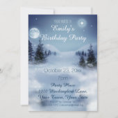 Blue & White Ice Winter Wonderland Birthday Party Invitation (Front)