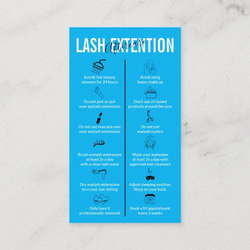 Blue White Icon Makeup Lash Extension Aftercare Business Card