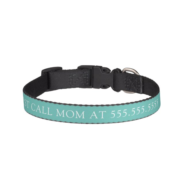 Blue & White If Lost Call Mom Dog Pet Collar (Front)