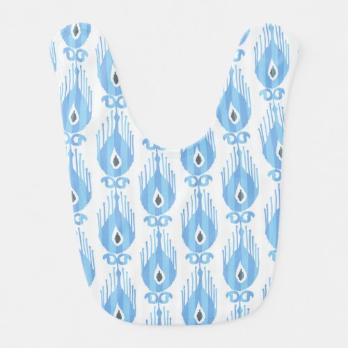 Blue White Ikat Pattern Design Baby Bib