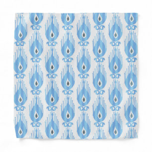 Blue White Ikat Pattern Design Bandana