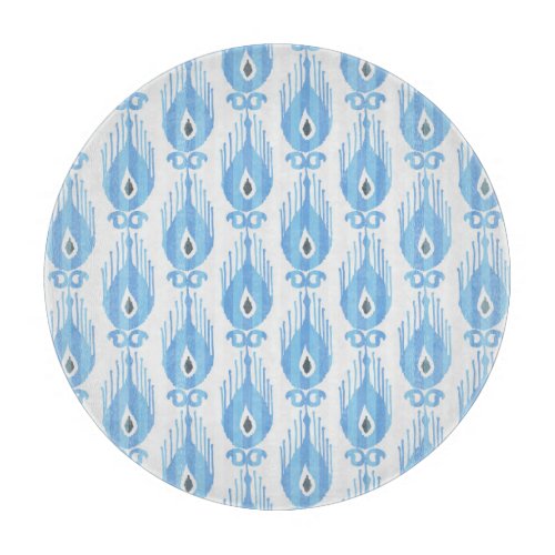 Blue White Ikat Pattern Design Cutting Board