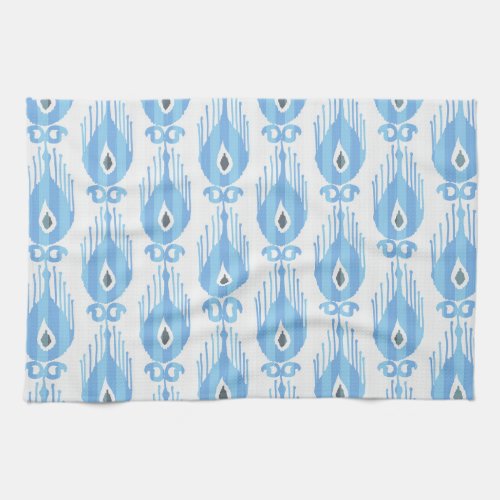 Blue White Ikat Pattern Design Kitchen Towel