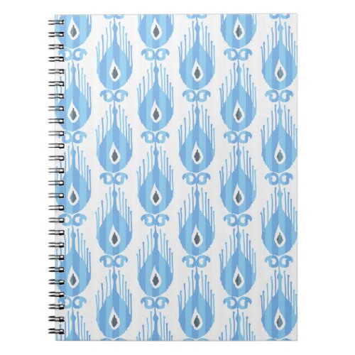 Blue White Ikat Pattern Design Notebook