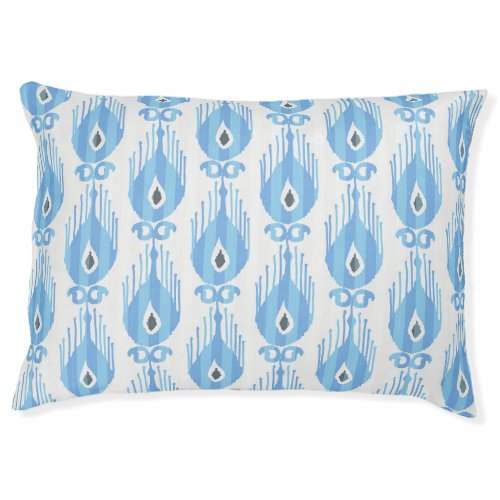 Blue White Ikat Pattern Design Pet Bed