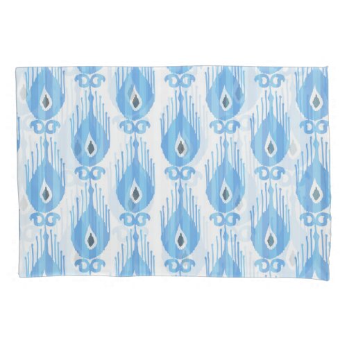 Blue White Ikat Pattern Design Pillow Case