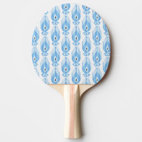 Blue White Ikat Pattern Design Ping Pong Paddle