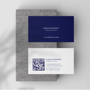 Blue & White Immigration Attorney QR code Business Card