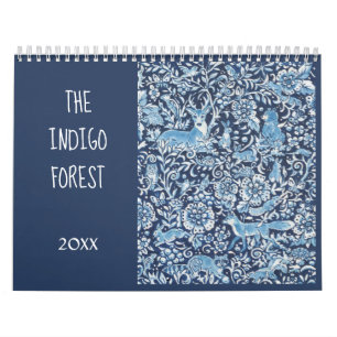 Blue & White Indigo Forest Animals Floral Delft Calendar