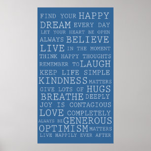 Blue White Inspirational Quotes Poster
