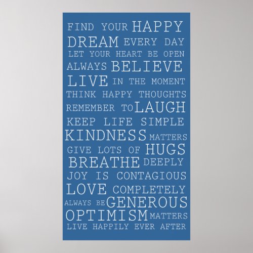 Blue White Inspirational Quotes Poster