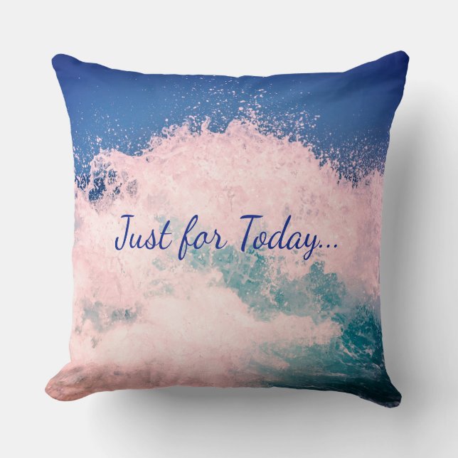 Blue / White Inspirational wave design Throw Pillow (Front)
