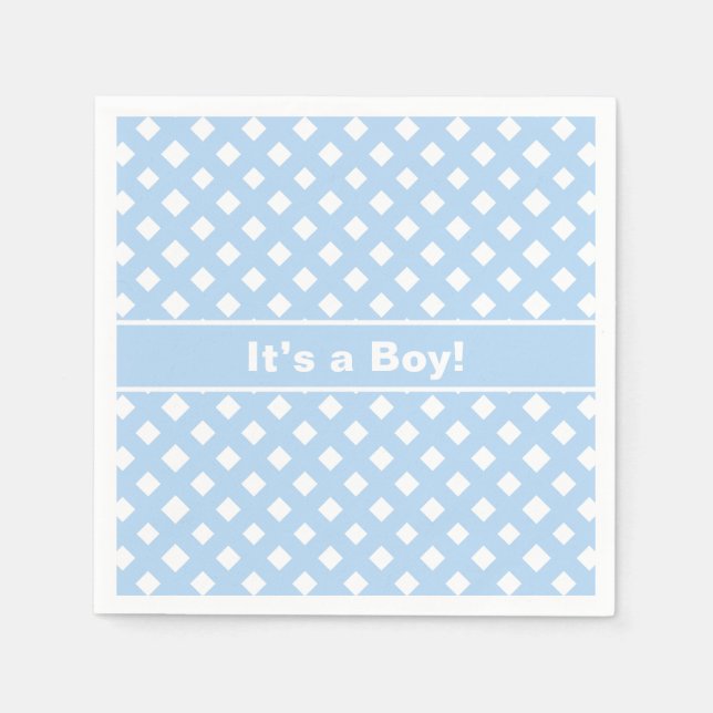 Blue & White It’s a Boy Baby Shower Napkins (Front)