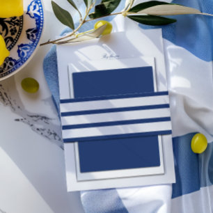 Blue & White Italian Coast Style Wedding Invitation Belly Band