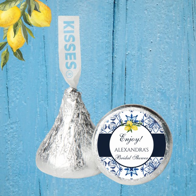 Blue White Italian Yellow Lemon Bridal Shower Hershey®'s Kisses® (Creator Uploaded)