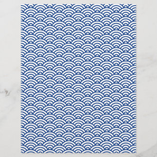 Blue white Japaneese wave scrapbook or craft paper