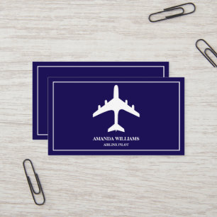 Blue White Jet Aircraft Airline Airplane Pilot Business Card