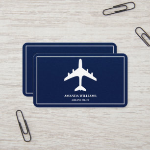 Blue White Jet Aircraft Airline Airplane Pilot Business Card