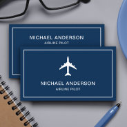 Blue White Jet Aircraft Airplane Airline Pilot Business Card at Zazzle