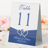 Blue, White Joined Hearts Table Number Sign (In SItu (Wedding))